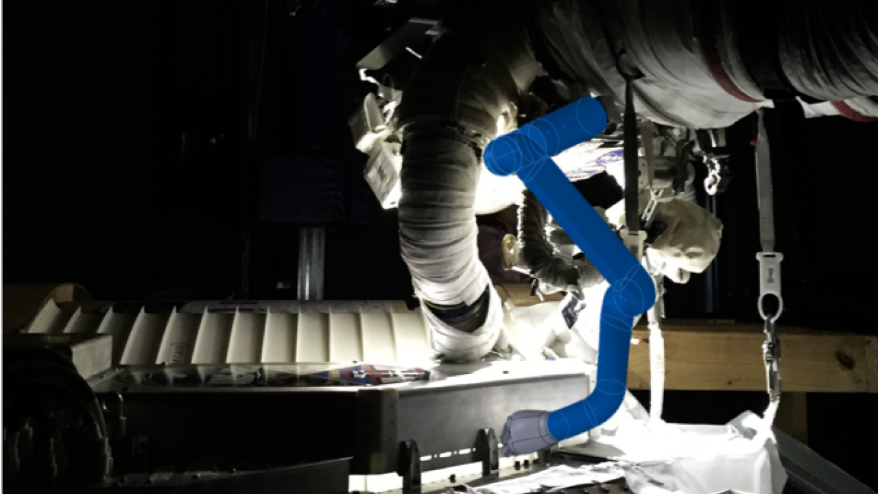 Supernumerary robots can give astronauts on the International Space Station an extra hand, making spacewalks safer and more efficient. Graphic courtesy of Sarah O'Meara. Supernumerary robots can give astronauts on the International Space Station an extra hand, making spacewalks safer and more efficient. Graphic courtesy of Sarah O'Meara.