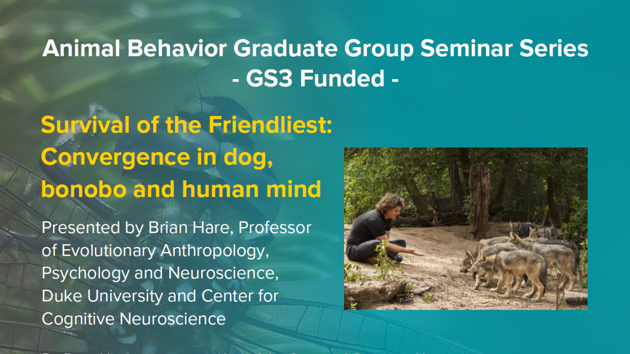 Blue graphic with seminar title, speaker name and title, and speaker photo