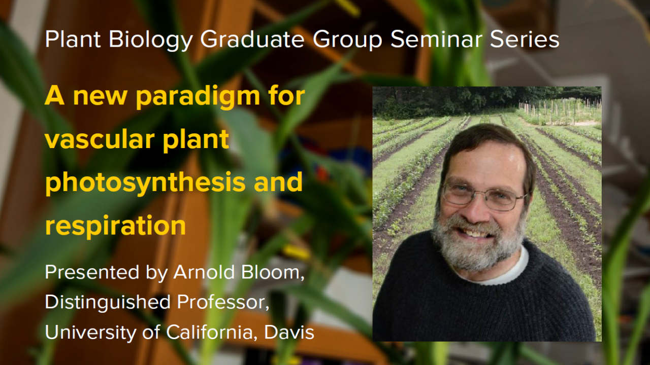 Plant graphic with seminar title, speaker name and title, and speaker photo