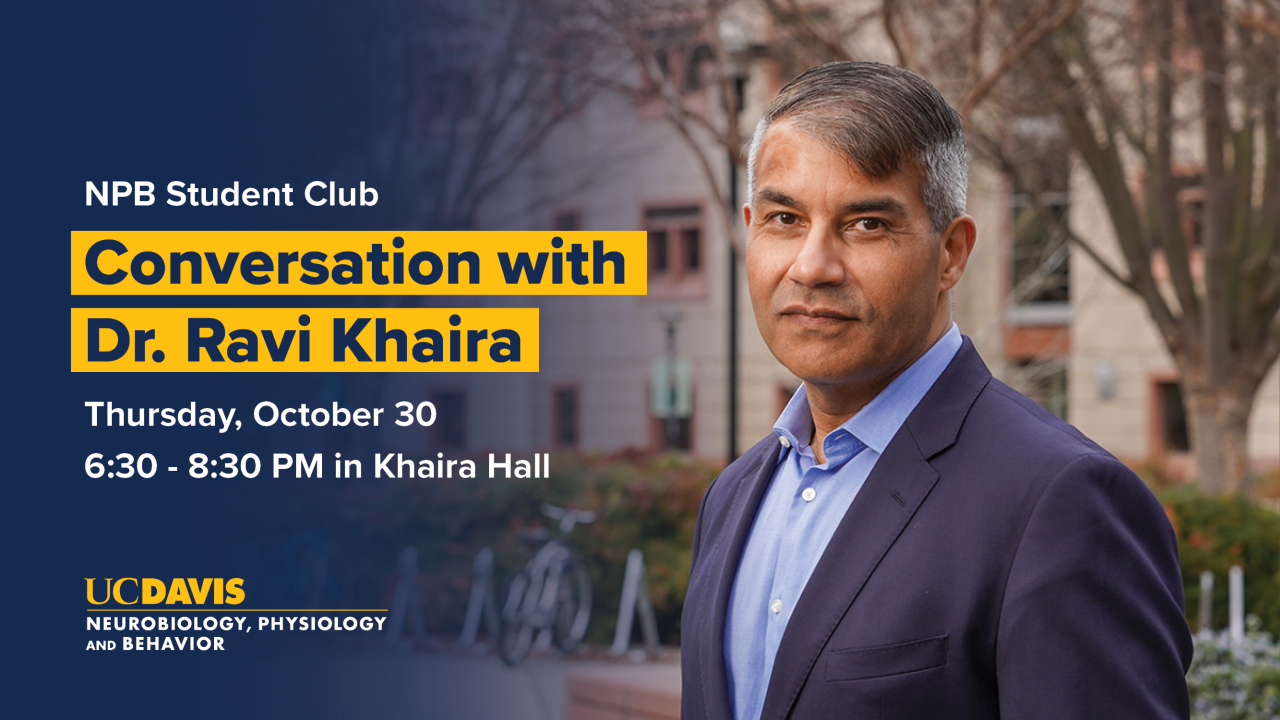 A simple graphic for the guest speaker event featuring Ravi Khaira with his portrait