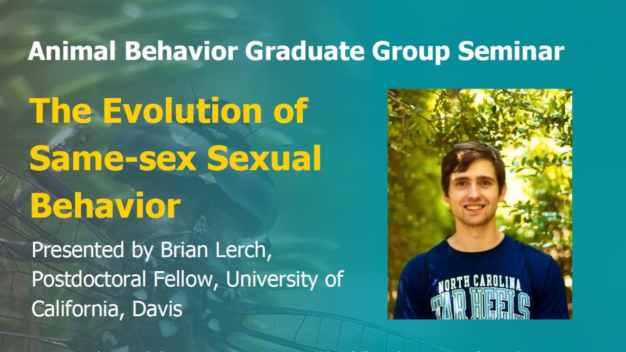 Blue graphic with seminar title, speaker name and title, and speaker photo