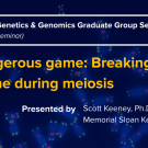 Dark blue graphic with seminar title, speaker name and speaker title