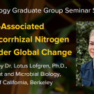 Plant graphic with seminar title, speaker name and title, and speaker photo