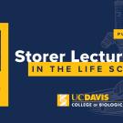 Poster for Storer Lectureship featuring journalist Charles Piller with UC Davis College of Biological Sciences logo