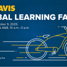 UC Davis Global Learning Fair, Oct 9, 2025, ARC Ballrooms A&B, 10 a.m.–3 p.m., Global Learning Hub logo, bike + globe.